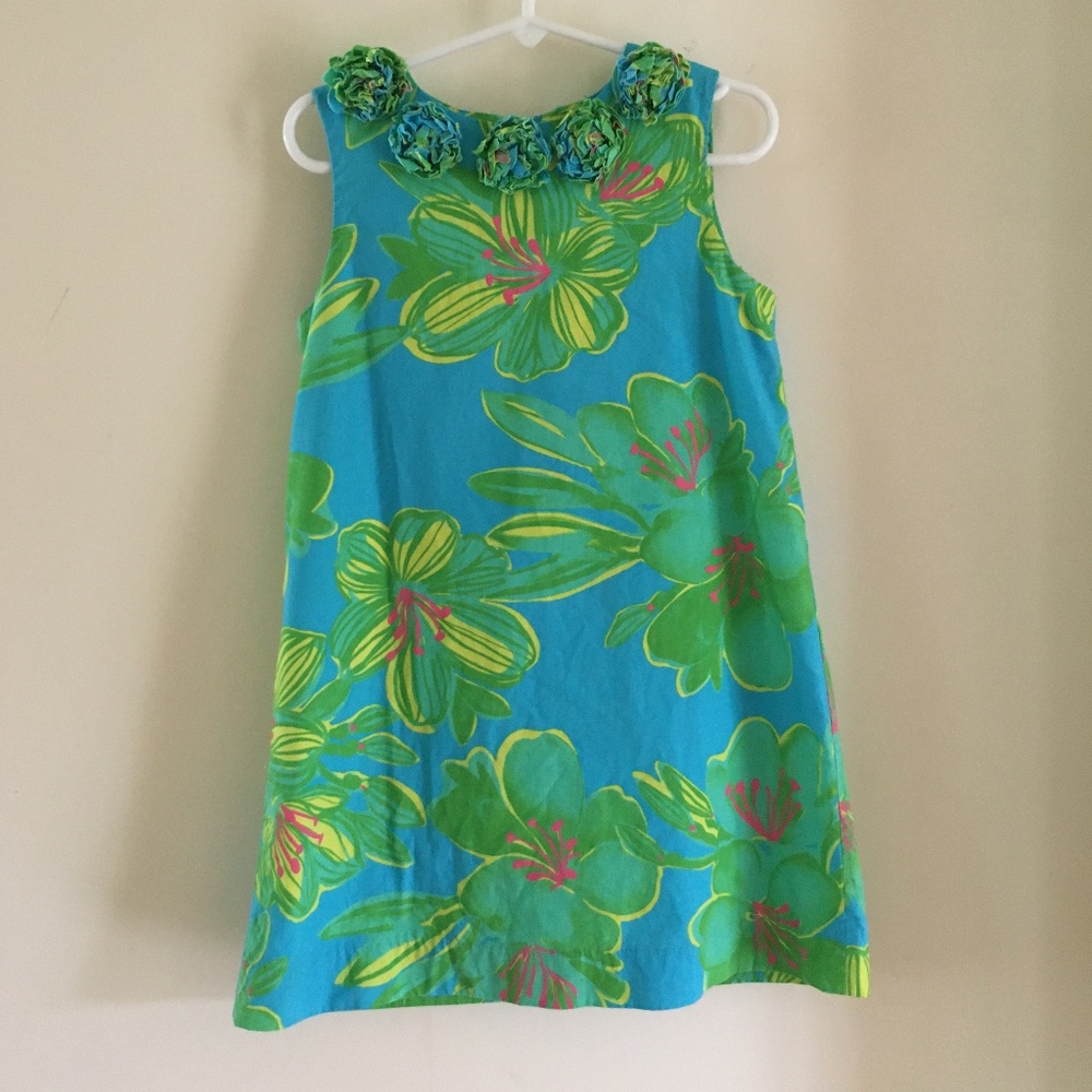 Lilly Pulitzer Girls Tank Dress with Rosettes Sz 6